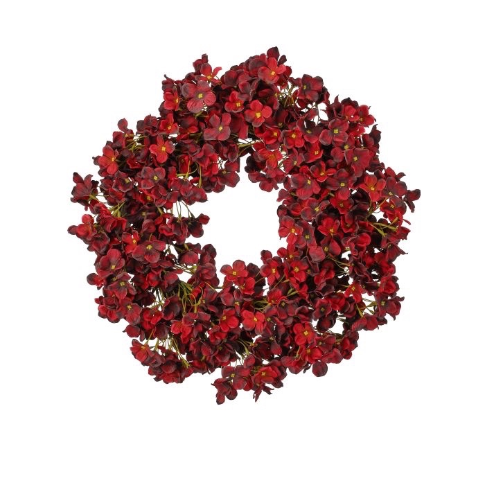 20'' Autumn Hydrangea Wreath Burgundy