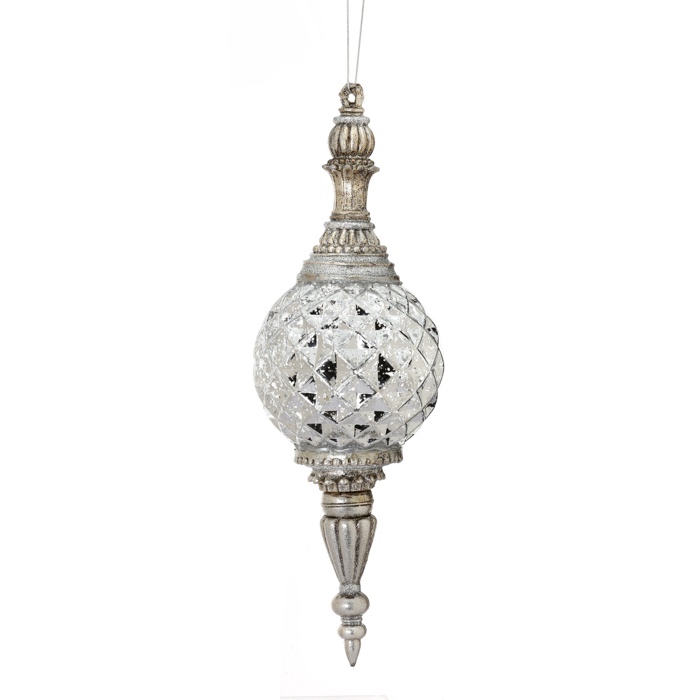 18'' Silver Glitter Mercury Finial Ornament
